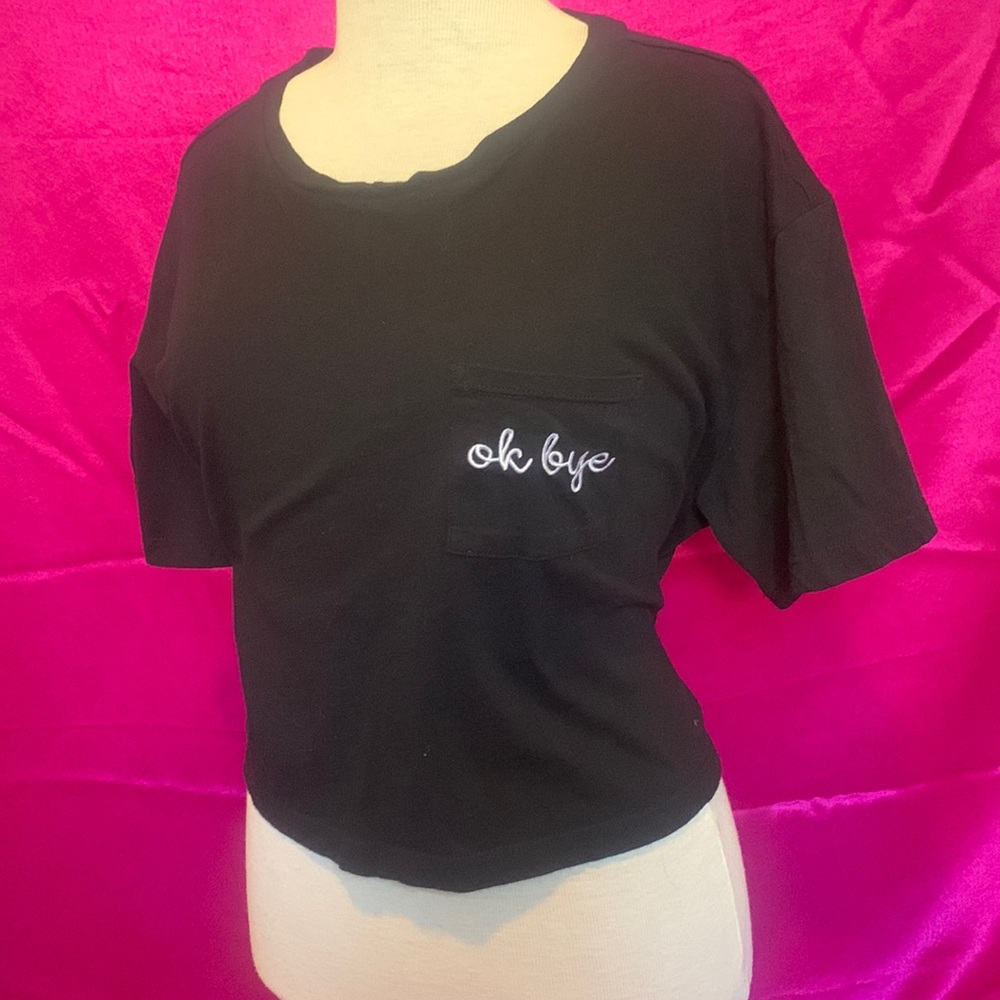 Ok bye black loose crop top. Size M. By rebel sugar
